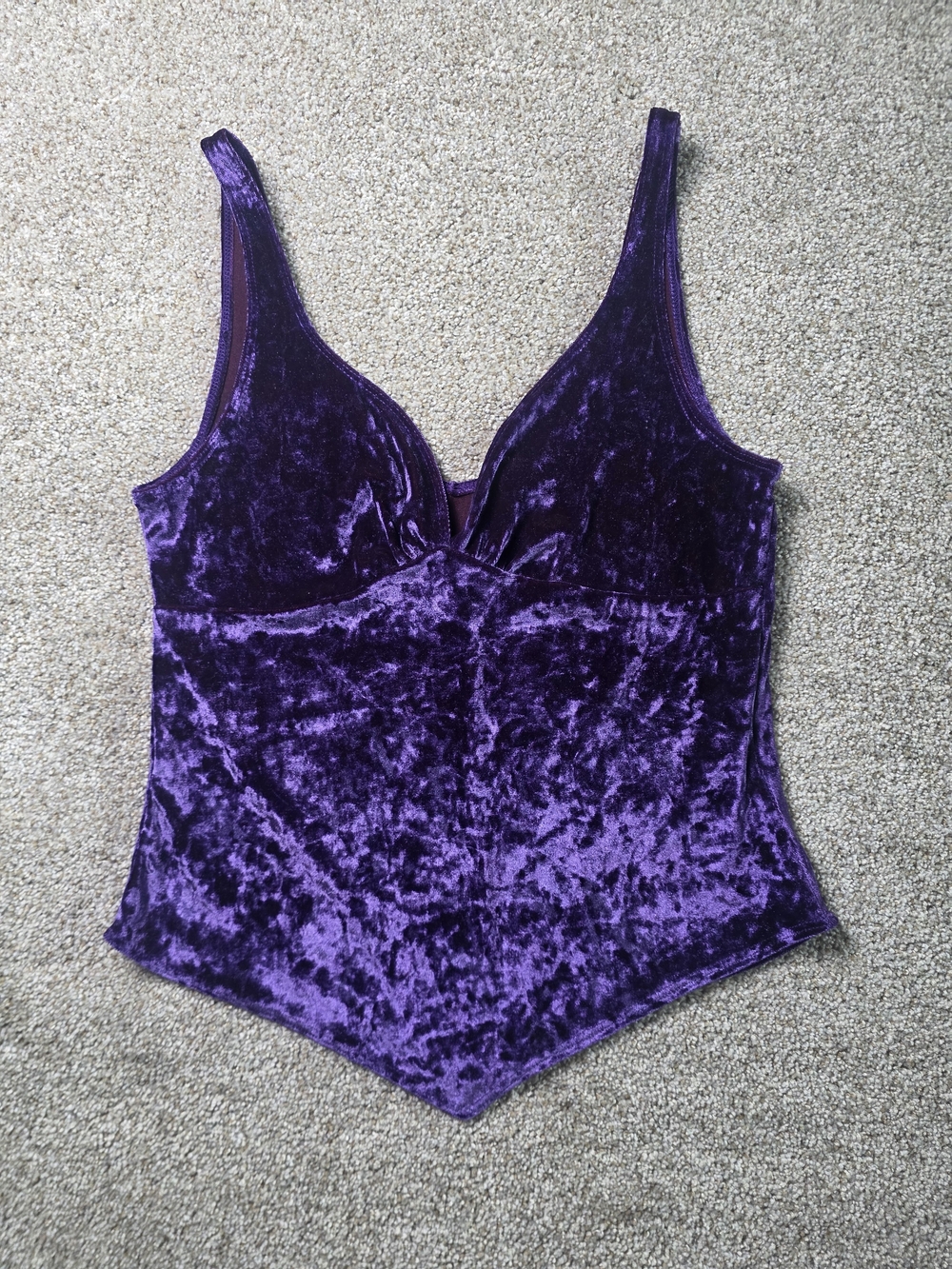 💜 Vintage Y2K Charlotte Russe Purple Crushed Velvet Cami Top 💜